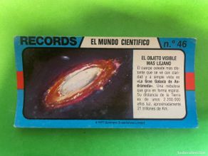 Colecionismo Cromos antigos: Cromo BIMBO. Records. El mundo científico. Nº 46 objeto visible más lejano.tdkc1